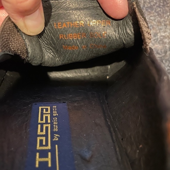 Aurelio Garcia Fiesso  Leather Suede Stitching Square Toe Slip‎ On Shoes Men's 8 - Picture 8 of 9